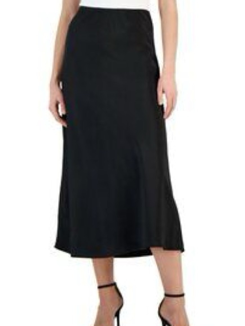 Tahari Black Pleated Flowing Midi Skirt